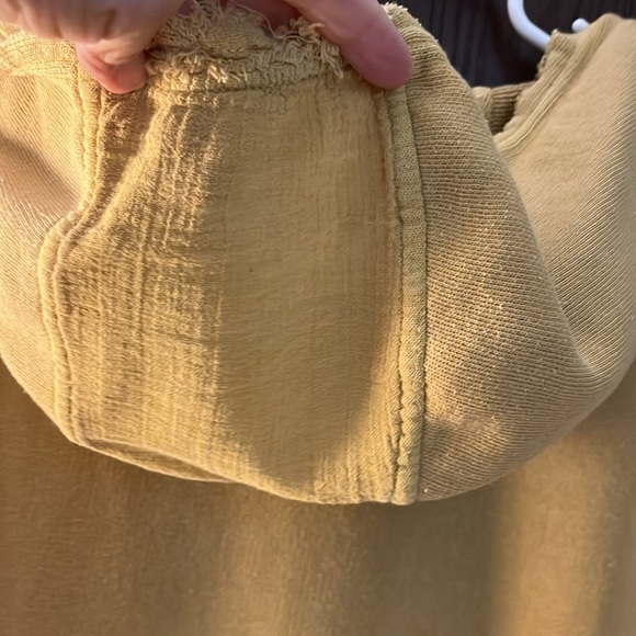 Free People mustard colored hooded sweatshirt with cloth bottom oversized - Picture 8 of 13